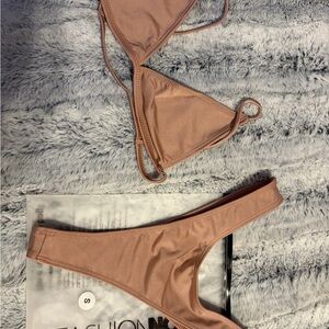 Fashion Nova Light Brown Bikini Set